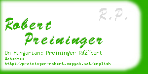 robert preininger business card